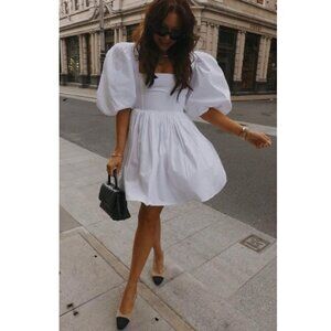 IN THE STYLE X Lorna Luxe White Gigi Balloon Sleeve Dress size 4 US